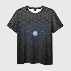 Мужская футболка 3D с принтом Гексагон в Кировске, 100% полиэфир | прямой крой, круглый вырез горловины, длина до линии бедер | hexagon | metal | pattern | steel | гексагон | метал | паттерн | сталь | текстуры | шестиугольник