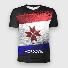 Мужская футболка 3D спортивная с принтом MORDOVIA(Мордовия) в Кировске, 100% полиэстер с улучшенными характеристиками | приталенный силуэт, круглая горловина, широкие плечи, сужается к линии бедра | urban | город | мир | мордовия | путешествие | символика | страны | флаг