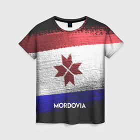 Женская футболка 3D с принтом MORDOVIA(Мордовия) в Кировске, 100% полиэфир ( синтетическое хлопкоподобное полотно) | прямой крой, круглый вырез горловины, длина до линии бедер | urban | город | мир | мордовия | путешествие | символика | страны | флаг