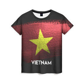 Женская футболка 3D с принтом VIETNAM(Вьетнам) в Кировске, 100% полиэфир ( синтетическое хлопкоподобное полотно) | прямой крой, круглый вырез горловины, длина до линии бедер | urban | vietnam | город | мир | путешествие | символика | страны | флаг
