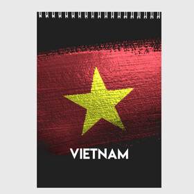 Скетчбук с принтом VIETNAM(Вьетнам) в Кировске, 100% бумага
 | 48 листов, плотность листов — 100 г/м2, плотность картонной обложки — 250 г/м2. Листы скреплены сверху удобной пружинной спиралью | urban | vietnam | город | мир | путешествие | символика | страны | флаг