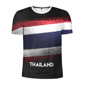 Мужская футболка 3D спортивная с принтом Тайланд(Thailand) в Кировске, 100% полиэстер с улучшенными характеристиками | приталенный силуэт, круглая горловина, широкие плечи, сужается к линии бедра | thailand | urban | город | мир | путешествие | символика | страны | таиланд | флаг
