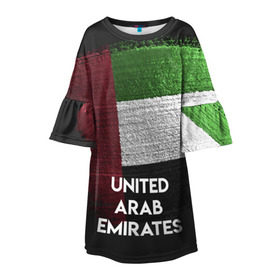 Детское платье 3D с принтом Арабские Эмираты в Кировске, 100% полиэстер | прямой силуэт, чуть расширенный к низу. Круглая горловина, на рукавах — воланы | urban | город | мир | путешествие | символика | страны | флаг