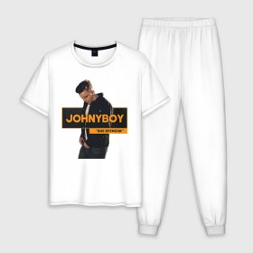 Мужская пижама хлопок с принтом Johnyboy в Кировске, 100% хлопок | брюки и футболка прямого кроя, без карманов, на брюках мягкая резинка на поясе и по низу штанин
 | johnyboy | джонибой | джонни бой