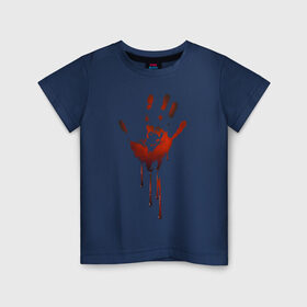 Детская футболка хлопок с принтом Отпечаток руки в Кировске, 100% хлопок | круглый вырез горловины, полуприлегающий силуэт, длина до линии бедер | halloween | костюм на хэллоуин | кровавая рука | кровавый отпечаток | кровь | рисунок кровью | футболка для хэллоуина | хэллоуин