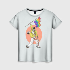 Женская футболка 3D с принтом Freddi в Кировске, 100% полиэфир ( синтетическое хлопкоподобное полотно) | прямой крой, круглый вырез горловины, длина до линии бедер | freddie mercury | queen | фредди меркьюри