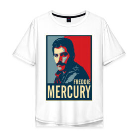 Мужская футболка хлопок Oversize с принтом Freddie Mercury в Кировске, 100% хлопок | свободный крой, круглый ворот, “спинка” длиннее передней части | Тематика изображения на принте: freddie mercury | queen | фредди меркьюри
