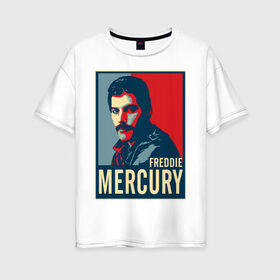 Женская футболка хлопок Oversize с принтом Freddie Mercury в Кировске, 100% хлопок | свободный крой, круглый ворот, спущенный рукав, длина до линии бедер
 | freddie mercury | queen | фредди меркьюри