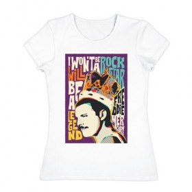 Женская футболка хлопок с принтом Queen в Кировске, 100% хлопок | прямой крой, круглый вырез горловины, длина до линии бедер, слегка спущенное плечо | freddie mercury | queen | фредди меркьюри