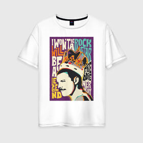 Женская футболка хлопок Oversize с принтом Queen в Кировске, 100% хлопок | свободный крой, круглый ворот, спущенный рукав, длина до линии бедер
 | freddie mercury | queen | фредди меркьюри