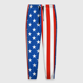 Мужские брюки 3D с принтом Американский Флаг в Кировске, 100% полиэстер | манжеты по низу, эластичный пояс регулируется шнурком, по бокам два кармана без застежек, внутренняя часть кармана из мелкой сетки | америка | вашингтон | звезды | патриот | сша | трамп | триколор