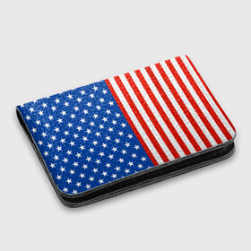 Картхолдер с принтом с принтом Американский Флаг в Кировске, натуральная матовая кожа | размер 7,3 х 10 см; кардхолдер имеет 4 кармана для карт; | америка | вашингтон | звезды | патриот | сша | трамп | триколор
