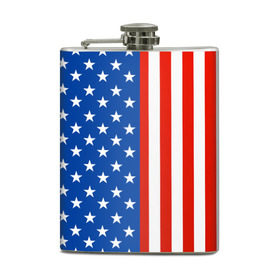 Фляга с принтом Американский Флаг в Кировске, металлический корпус | емкость 0,22 л, размер 125 х 94 мм. Виниловая наклейка запечатывается полностью | Тематика изображения на принте: америка | вашингтон | звезды | патриот | сша | трамп | триколор