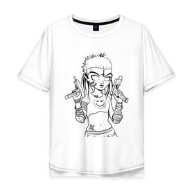 Мужская футболка хлопок Oversize с принтом Yo-landi (светлые) в Кировске, 100% хлопок | свободный крой, круглый ворот, “спинка” длиннее передней части | девушка | контур | линиями | нервана | пушки. пистолеты | смайл | хип хоп | юар