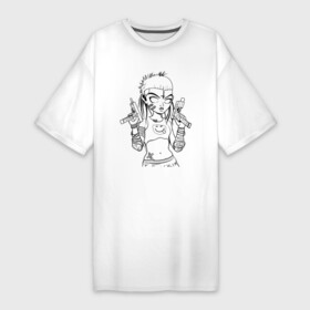 Платье-футболка хлопок с принтом Yo landi (светлые) в Кировске,  |  | девушка | контур | линиями | нервана | пушки. пистолеты | смайл | хип хоп | юар