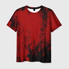 Мужская футболка 3D с принтом Red blood в Кировске, 100% полиэфир | прямой крой, круглый вырез горловины, длина до линии бедер | halloween | брызги красок | брызги крови | картина кровью | красные пятна | кровавая абстракция | кровавые пятна | кровь | пятна краски