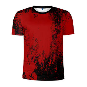 Мужская футболка 3D спортивная с принтом Red blood в Кировске, 100% полиэстер с улучшенными характеристиками | приталенный силуэт, круглая горловина, широкие плечи, сужается к линии бедра | halloween | брызги красок | брызги крови | картина кровью | красные пятна | кровавая абстракция | кровавые пятна | кровь | пятна краски