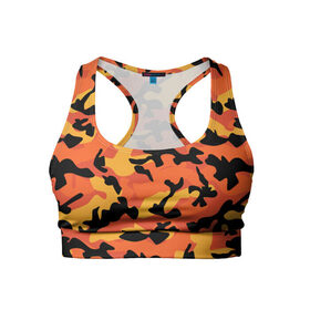 Женский спортивный топ 3D с принтом Fashion camouflage в Кировске, 82% полиэстер, 18% спандекс Ткань безопасна для здоровья, позволяет коже дышать, не мнется и не растягивается |  | 