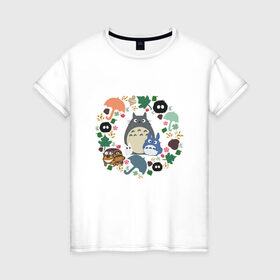 Женская футболка хлопок с принтом Totoro в Кировске, 100% хлопок | прямой крой, круглый вырез горловины, длина до линии бедер, слегка спущенное плечо | forest | friend | ghibli | japan | keeper | nature | neigbor | neighbour | totoro | анимация | аниме | гибли | дерево | друг | животные | лес | любовь | милый | мир | миядзаки | мульт | мультфильм | природа | сосед | тоторо | хранитель