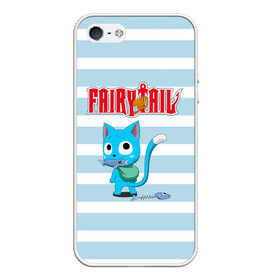 Чехол для iPhone 5/5S матовый с принтом Fairy Tail в Кировске, Силикон | Область печати: задняя сторона чехла, без боковых панелей | anime | cat | fairy tail | happy | аниме | животные | кот | сёнэн | хвост феи | хэппи