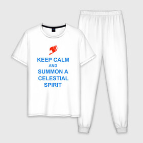 Мужская пижама хлопок с принтом Summon a Celestial Spirit в Кировске, 100% хлопок | брюки и футболка прямого кроя, без карманов, на брюках мягкая резинка на поясе и по низу штанин
 | Тематика изображения на принте: 