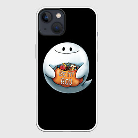 Чехол для iPhone 13 с принтом Be my Boo в Кировске,  |  | candy | deliciouse | ghost | halloween | night | pumpkin | spirit | treat | trick | вкусняшки | гадость | дух | конфеты | ночь | приведение | призрак | сладости | тыква | хеллоуин | хэллоуин