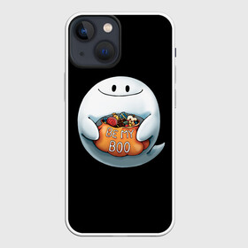 Чехол для iPhone 13 mini с принтом Be my Boo в Кировске,  |  | candy | deliciouse | ghost | halloween | night | pumpkin | spirit | treat | trick | вкусняшки | гадость | дух | конфеты | ночь | приведение | призрак | сладости | тыква | хеллоуин | хэллоуин