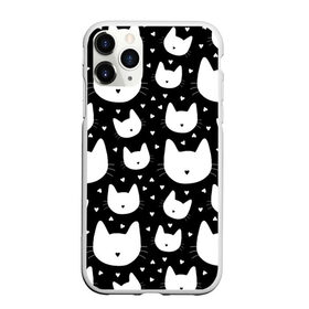 Чехол для iPhone 11 Pro матовый с принтом Love Cats Pattern в Кировске, Силикон |  | Тематика изображения на принте: белый | кот | котенок | котэ | котя | котята | кошка | любовь | мимими | паттерн | сердечки | сердце | силуэт | черный | я люблю кошек