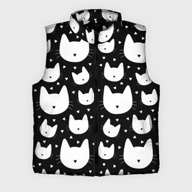 Мужской жилет утепленный 3D с принтом Love Cats Pattern в Кировске,  |  | белый | кот | котенок | котэ | котя | котята | кошка | любовь | мимими | паттерн | сердечки | сердце | силуэт | черный | я люблю кошек