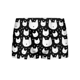 Мужские трусы 3D с принтом Love Cats Pattern в Кировске, 50% хлопок, 50% полиэстер | классическая посадка, на поясе мягкая тканевая резинка | белый | кот | котенок | котэ | котя | котята | кошка | любовь | мимими | паттерн | сердечки | сердце | силуэт | черный | я люблю кошек