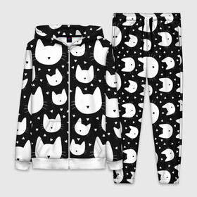 Женский костюм 3D с принтом Love Cats Pattern в Кировске,  |  | белый | кот | котенок | котэ | котя | котята | кошка | любовь | мимими | паттерн | сердечки | сердце | силуэт | черный | я люблю кошек