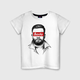Детская футболка хлопок с принтом Basta в Кировске, 100% хлопок | круглый вырез горловины, полуприлегающий силуэт, длина до линии бедер | gazgolder | баста | газголдер | сансара