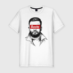 Мужская футболка премиум с принтом Basta в Кировске, 92% хлопок, 8% лайкра | приталенный силуэт, круглый вырез ворота, длина до линии бедра, короткий рукав | gazgolder | баста | газголдер | сансара