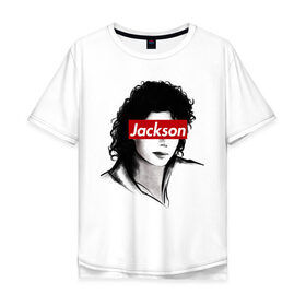 Мужская футболка хлопок Oversize с принтом Michael Jackson в Кировске, 100% хлопок | свободный крой, круглый ворот, “спинка” длиннее передней части | jackson | michael | джексон | майкл