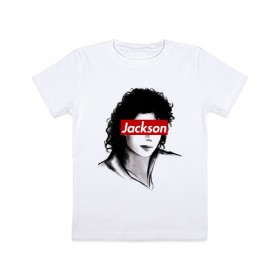 Детская футболка хлопок с принтом Michael Jackson в Кировске, 100% хлопок | круглый вырез горловины, полуприлегающий силуэт, длина до линии бедер | jackson | michael | джексон | майкл