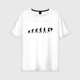Женская футболка хлопок Oversize с принтом Evolution в Кировске, 100% хлопок | свободный крой, круглый ворот, спущенный рукав, длина до линии бедер
 | evolution | mma | sport | ufc | бокс | борьба | спорт