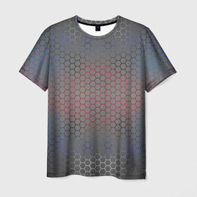 Мужская футболка 3D с принтом Кевлар Color Big в Кировске, 100% полиэфир | прямой крой, круглый вырез горловины, длина до линии бедер | абстракция | градиент | камуфляж | карбон | кевлар | россия | соты | триколор