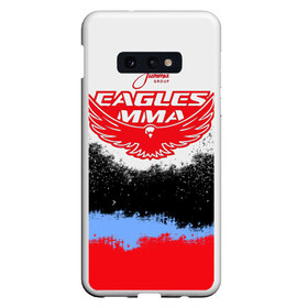 Чехол для Samsung S10E с принтом Eagles MMA в Кировске, Силикон | Область печати: задняя сторона чехла, без боковых панелей | Тематика изображения на принте: khabib | ufc | борьба | грепплинг | дагестан | дзюдо | нурмагомедов | орёл | самбо | хабиб