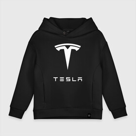 Детское худи Oversize хлопок с принтом TESLA в Кировске, френч-терри — 70% хлопок, 30% полиэстер. Мягкий теплый начес внутри —100% хлопок | боковые карманы, эластичные манжеты и нижняя кромка, капюшон на магнитной кнопке | brand | car | elon mask | tesla | авто | бренд | илон | илон маск | маск | машина | тесла | электрокар