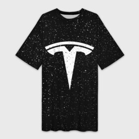 Платье-футболка 3D с принтом TESLA SPACE в Кировске,  |  | Тематика изображения на принте: brand | car | elon mask | space | tesla | авто | бренд | илон | илон маск | космос | маск | машина | тесла | тесла в космосе | электрокар