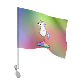 Флаг для автомобиля с принтом Единорог на Старте в Кировске, 100% полиэстер | Размер: 30*21 см | corn | horse | magic | rainbow | unicorn | unicorns | волшебство | единорог | единороги | животное | лошадка | лошадь | магия | пони | радуга | рог | рога | сказка