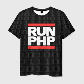 Мужская футболка 3D с принтом Run PHP в Кировске, 100% полиэфир | прямой крой, круглый вырез горловины, длина до линии бедер | admin | administrator | calm | code | coder | coding | dmc | engineer | job | keep | php | programmer | run | администратор | айти | инженер | код | кодинг | программа | программист | профессия | сисадмин
