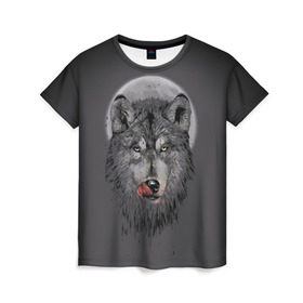 Женская футболка 3D с принтом Волк Облизывается в Кировске, 100% полиэфир ( синтетическое хлопкоподобное полотно) | прямой крой, круглый вырез горловины, длина до линии бедер | forest | grey | moon | werewolf | werewolfs | white | wolf | wolfs | белый | волк | волки | волчата | волченок | волчица | волчицы | лес | луна | оборотень | оборотни | серый | язык