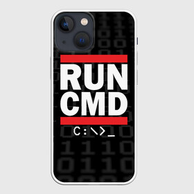 Чехол для iPhone 13 mini с принтом RUN CMD в Кировске,  |  | Тематика изображения на принте: admin | administrator | calm | cmd | code | coder | coding | dmc | engineer | job | keep | programmer | run | администратор | айти | инженер | код | кодинг | программа | программист | профессия | сисадмин