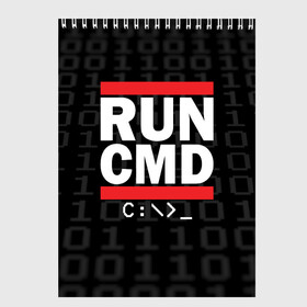 Скетчбук с принтом RUN CMD в Кировске, 100% бумага
 | 48 листов, плотность листов — 100 г/м2, плотность картонной обложки — 250 г/м2. Листы скреплены сверху удобной пружинной спиралью | Тематика изображения на принте: admin | administrator | calm | cmd | code | coder | coding | dmc | engineer | job | keep | programmer | run | администратор | айти | инженер | код | кодинг | программа | программист | профессия | сисадмин