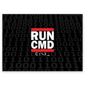 Поздравительная открытка с принтом RUN CMD в Кировске, 100% бумага | плотность бумаги 280 г/м2, матовая, на обратной стороне линовка и место для марки
 | admin | administrator | calm | cmd | code | coder | coding | dmc | engineer | job | keep | programmer | run | администратор | айти | инженер | код | кодинг | программа | программист | профессия | сисадмин