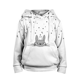 Детская толстовка 3D с принтом Totoro The Rain в Кировске, 100% полиэстер | двухслойный капюшон со шнурком для регулировки, мягкие манжеты на рукавах и по низу толстовки, спереди карман-кенгуру с мягким внутренним слоем | аниме | дождь | тоторо