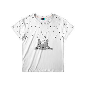 Детская футболка 3D с принтом Totoro The Rain в Кировске, 100% гипоаллергенный полиэфир | прямой крой, круглый вырез горловины, длина до линии бедер, чуть спущенное плечо, ткань немного тянется | аниме | дождь | тоторо