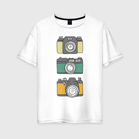 Женская футболка хлопок Oversize с принтом Фотограф в Кировске, 100% хлопок | свободный крой, круглый ворот, спущенный рукав, длина до линии бедер
 | photo | retro | ломо | ломография | ретро | фотоаппарат