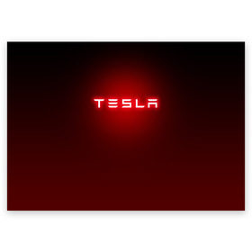 Поздравительная открытка с принтом TESLA в Кировске, 100% бумага | плотность бумаги 280 г/м2, матовая, на обратной стороне линовка и место для марки
 | brand | car | elon mask | tesla | авто | бренд | илон | илон маск | маск | машина | тесла | электрокар